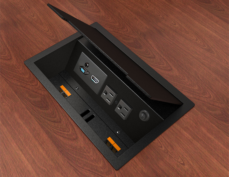 ECA Interact Cable Well Conference Table Box, AC, HDMI, VGA, RJ45